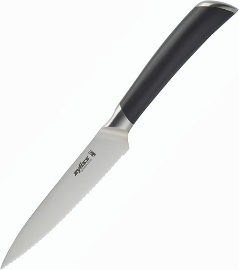 Zyliss Comfort Pro 4.5" Serrated Paring Knife - Ice Hardened German Steel Kitchen Cutlery , Black/Stainless Steel