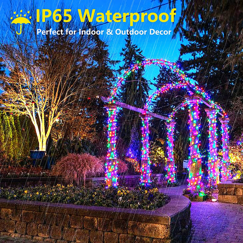 COLCOW 300 LED Color Changing Christmas String Lights Indoor Outdoor, 108ft Warm White Mixed Multicolor 11 Modes Fairy Lights, Connectable Waterproof Christmas Tree Lights with Timer Remote
