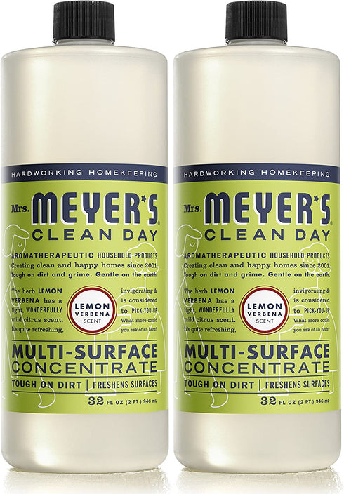Mrs. Meyer's Multi-Surface Cleaner Concentrate, Use to Clean Floors, Tile, Counters, Lemon Verbena Scent, 32 Oz - Pack of 2