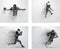 Football Wall Decor Art Prints - Particle Silhouette Set of 4 (8x10) Poster Photos - Man Cave, Bedroom Decor