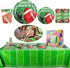 FiGoal Football Themed Party Supplies and Party Decorations for 32 Guests Include, Table Cover, 9?Dinner Plates, 7?Snack/Dessert Plates, Napkins, Cups, Super Bowl Tableware Accessory Decorations