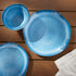 Amazon Basics 12-Piece Melamine Dinnerware Set - Service for 4, Blue Glaze with Rustic Edge