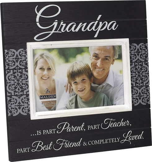 Malden International Designs Sun Washed Words Grandpa Distressed Black Picture Frame, 4x6, Black