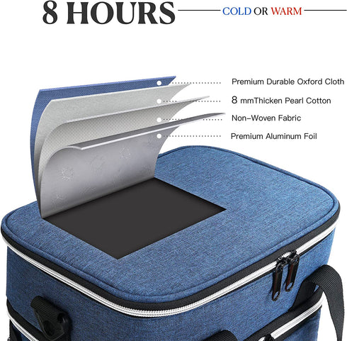 ExtraCharm Insulated Lunch Bag for Men Women Adult, Dual-Compartment Large Lunch Box Reusable Lunchbox Cooler for Work Office Picnic