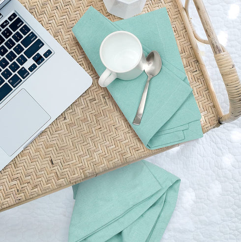 Everyday Cloth Napkin in 100% Cotton 18x18 Aqua,Wedding Napkins, Cocktails Napkins, Fabric Napkins, Cotton Napkins Mitered Corners & Generous Hem, Machine Washable Dinner Napkins, Set Of 12