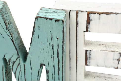 MyGift Rustic Home Sign Wall Decor, Mantel, Tabletop Multicolor Wood Cutout Block Letters