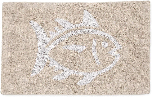 Southern Tide Home 7132579 Skipjack Cotton Reversible Absorbent 20-inch x 32-inch Bathroom Bath Rug, Sand