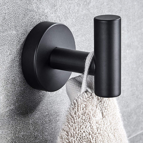 Marmolux Acc - Towel Hook Black Bathroom Single Coat Hooks Bath Kitchen Small Hand Towel Holder Hat Door Hanger Rack Home Storage Stainless Steel Bathroom Hardware Set Wall Mount Matte Black