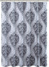 Comfort Spaces Coco Bathroom Shower Curtain Printed Damask Pattern Modern Cute Microfiber Fabric Bath Curtains, 72"x72", Black (CS70-0682)