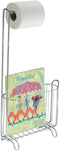 iDesign 69740 Classico Free Standing Metal Toilet Paper Holder and Magazine Rack for Master, Guest, Kid's Bathroom, 4.25" x 10.5" x 23.75", Chrome
