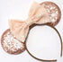 CLGIFT Beige Minnie Ears, Ivory Cream Minnie Ears, Silver White Minnie Ears, Mouse Ears,Classic Silver Mickey Ears (Rose Gold)