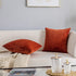 Kevin Textile Set of 2 Striped Textured Velvet Corduroy Decorative Europe Sham Throw Pillow Cushion Cover for Couch, (60x60 cm, 24inch), Burnt Brick
