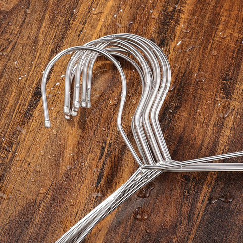 GOSKEY 10 Pack Stainless Steel Coat Hangers Metal Wire Hangers Heavy Duty Hangers, Space Saving Clothes Hangers 16.5in Ultra Thin Clothes Hangers