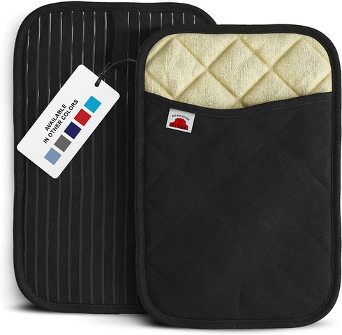 Big Red House Pot Holders for Kitchen Heat Resistant, Set of 2, Silicone Pot Holders for Kitchen and Baking, Black