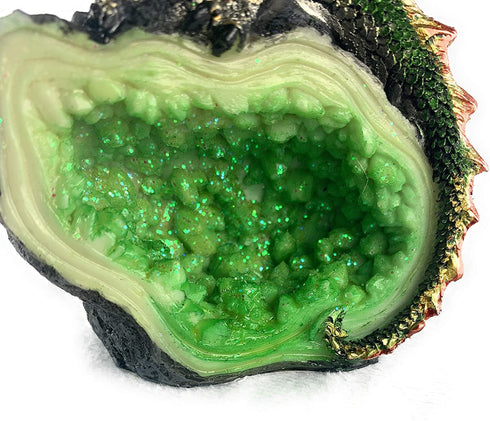Aint It Nice Dragon Rock Faux Geode Cavern Sparkling Medieval Collectible Fantasy Figurine Statue Décor, 4 X 3 X 1.5 inches (Green)