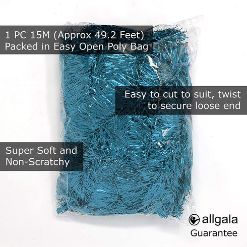 Allgala 50 Feet Christmas Foil Tinsel Garland Decoration for Holiday Tree Walll Rail Home Office Event-Turquoise-XG93212