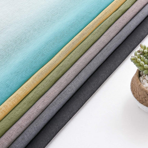 Hiasan Grey Ombre Sheer Curtains for Living Room - Faux Linen Voile Gradient Grommet Window Curtains for Bedroom, Set of 2 Panels, 52 x 84 Inches Long