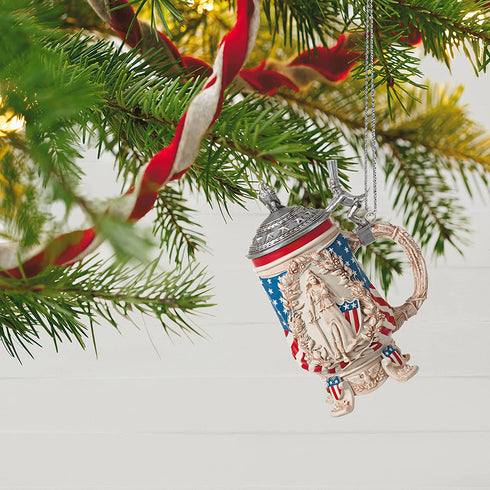 Hallmark Keepsake Christmas Ornament, Year Dated 2021, Patriotic Beer Stein