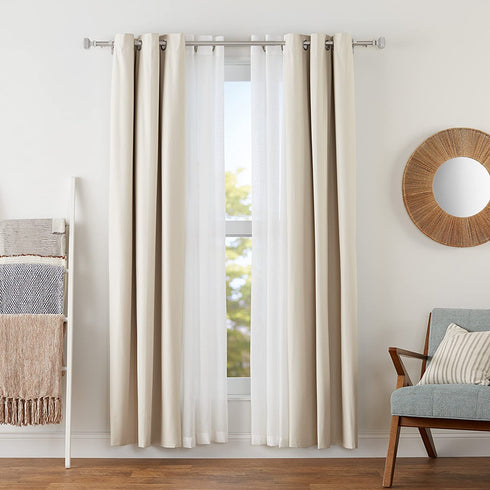 Amazon Basics 1" Double Curtain Rod with Square Finials - 36" to 72", Nickel