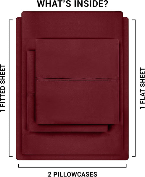 Utopia Bedding Full Bed Sheets Set - 4 Piece Bedding - Brushed Microfiber - Shrinkage and Fade Resistant - Easy Care (Full, Burgundy)