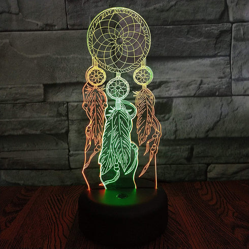 YAOFAR Dream Catcher Night Light LED 3D Illusion USB Dreamcatcher Lamp Present Birthday Gift for Baby Toddler Boy Girl Kid Mother Nursery Bedroom Room Decor (Dream)