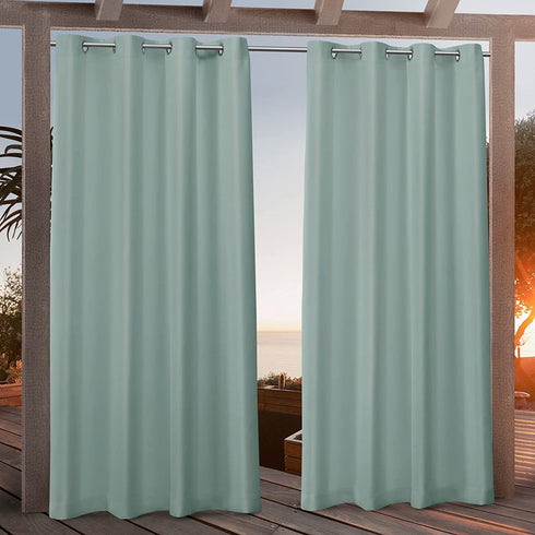 Nicole Miller Canvas Indoor/Outdoor Grommet Top Curtain Panel Pair, 54"x108", Spa