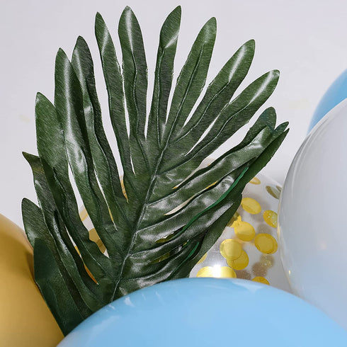1st Birthday Party Decorations - Blue and Gold Macaron Balloons Arch Garland Kit - Air Pump, Aluminum Foil Paper No.1 Balloon, Gold Confetti Balloons, Gold Balloons, Pine Needles, Pull the Flag - Baby Birthday Decoration - Boy Or Girl