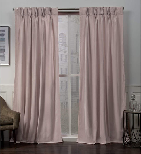 Exclusive Home Curtains EH8296-03 2-84P Velvet Heavyweight Pinch Pleat Top Curtain Panel Pair, 84" Length, Blush