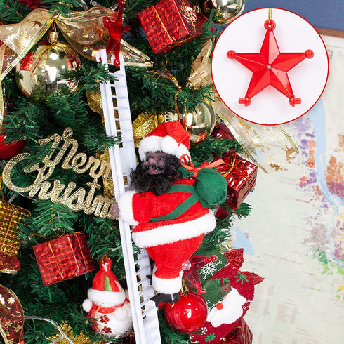 Santa Claus Climbing Ladder, Electric Christmas Climber Santa Plush Doll Toy Gift Decorations, Creative Christmas Tree Ornament Decors (Style B)