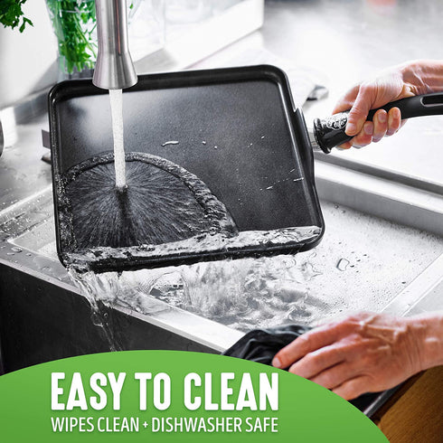 GreenLife Soft Grip Diamond Healthy Ceramic Nonstick 11" Griddle Pan, PFAS-Free, Dishwasher Safe, Black