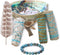 3 Sage Smudging Kit - White Sage, Blue Sage & Cedar | Smudge Kit with Abalone Shell, Stand, Instructions, Blessings & Blue Agate Bracelet (White, Blue & Cedar)