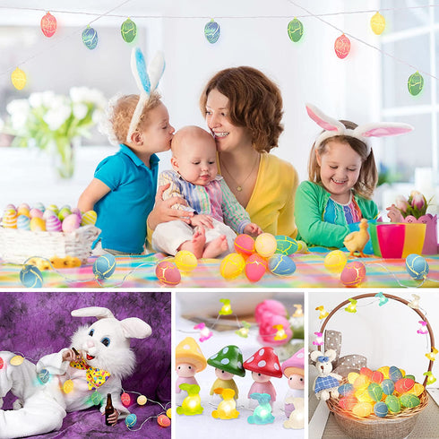 16.41ft 40 LEDs Easter Egg Bunny String Lights Decorations Rabbit Hanging Garland Indoor Outdoor Tree Party Decor(Batteries Not Included)