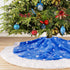 yuboo Blue Christmas Tree Skirt,36 inch Fur Tree Skirt with White Snowflakes for Xmas Party and Holiday Decorations