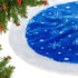 yuboo Blue Christmas Tree Skirt,36 inch Fur Tree Skirt with White Snowflakes for Xmas Party and Holiday Decorations