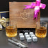 Whiskey Glasses and Stones Gift Set for Men, Whiskey Lover, Birthday, Anniversay, Retirement and Christmas. 2 old Fashiones Rock Glasses+ 8 Granite Chilling Rocks+Tongs+ Wooden Box