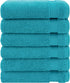 Cotton Paradise, Hand Towel Set, 100% Turkish Cotton 16x28 inch 6 Piece Hand Towels for Bathroom, Soft Absorbent Face Towel Clearance Set, Aqua Blue