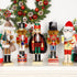 Joliyoou Christmas Nutcracker Figures, 14 Inch Wooden Nutcracker Santa Holding Gifts & Christmas Tree, Large Xmas Nutcracker Tabletop Festival Shelves Decorations