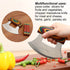 Amhoo Pizza Cutter Chef Mezzaluna Knife Handle Color Wood Grip Sharp Rocker Slicer Stainless Steel Blade Salad Onion Vegetable Chopper with Holder Base Christmas Gifts