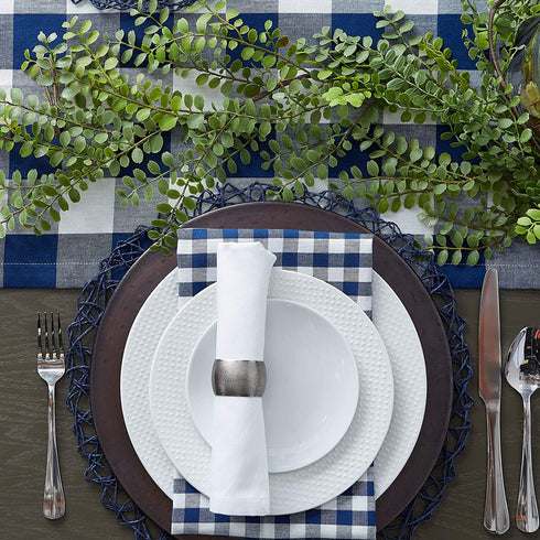 DII Buffalo Check Collection, Classic Farmhouse Table Runner, 14x108, Navy & Cream