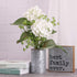 TERESA'S COLLECTIONS Artificial Hydrangea Flower with Metal Vase, Faux Plant Bouquets in Planter Pot, Farmhouse Fake Flower Arrangements for Indoor Outdoor Home Living Room Table Centerpieces Decor