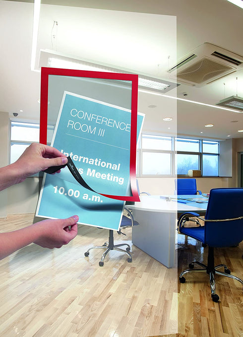 DURABLE Self-Adhesive Magnetic DURAFRAME Document Sign Holder, Letter-Size 8-1/2" x 11", Red, 2 Pack (476803)
