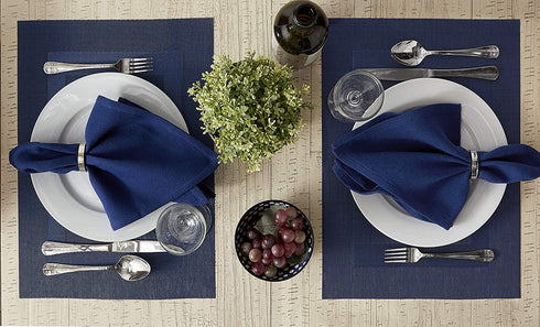 DII PVC Tabletop Collection Woven Indoor/Outdoor, Placemat Set, 13x17.25, Nautical Blue, 6 Piece