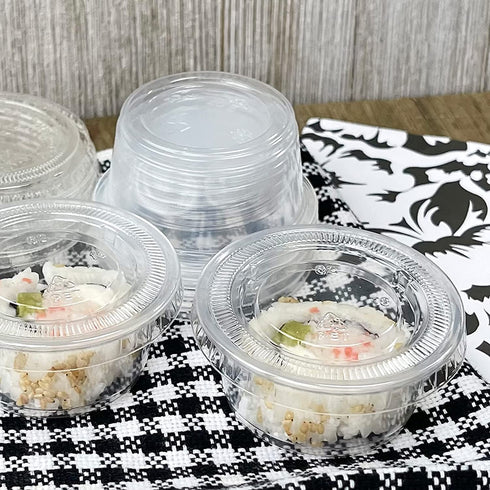 2 Ounce Compostable Biobased Plastic Cups and Lids - 100 Pack