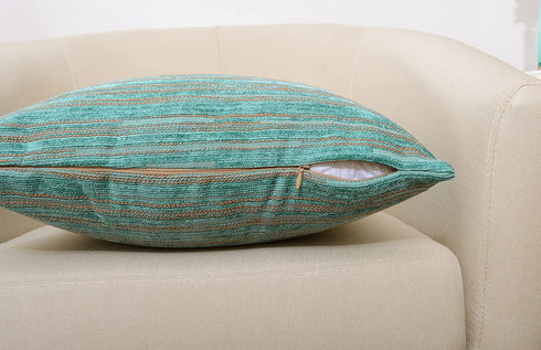 Yeiotsy Decorative Pillow Covers Teal, Pack of 2, Modern Striped Throw Pillow Cases Geometric Cushion Covers (Teal, 18 X 18 Inches)