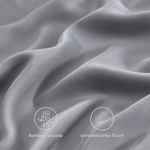 Bedsure Bamboo King Size Pillow Cases 2 Pack - Silver Grey Cooling Pillowcases Set of 2 with Envelope Closure, Cool and Breathable Pillow Case, 20x40 inches