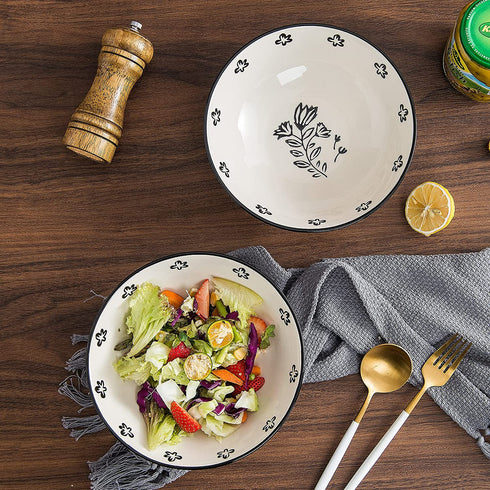 Wisenvoy Pasta Bowls Salad Bowl 32 Ounces Pasta Bowl 8" Serving Bowls Ceramic Salad Bowls Pasta Bowls Set of 4