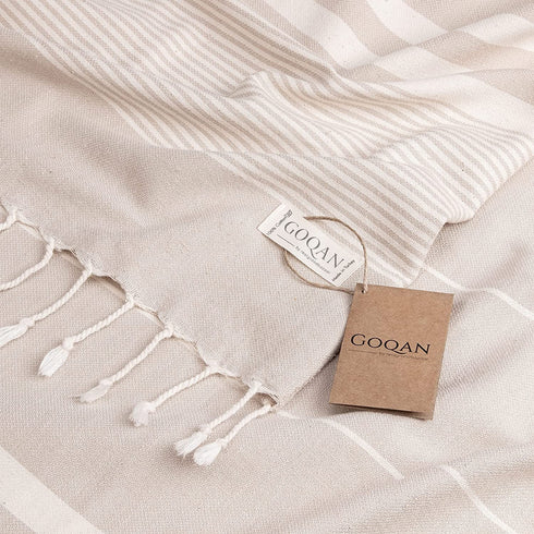 Realgrandbazaar Luna Turkish Towels Beach Towels %100 Cotton - Pre Washed Sand Free Quick Dry Soft 39x71 Bath Turkish Towel Beach Towel for Adults Oversized Clearance Goqan by realgrandbazaar (Beige)