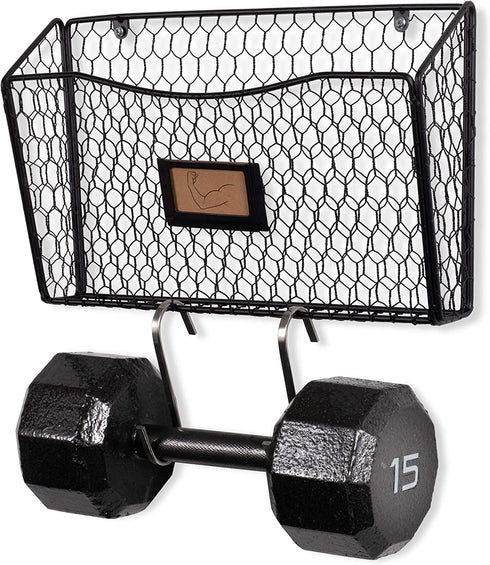 Wall35 Felic Hanging File Organizer, Folder and Mail Holder for Wall, Metal Chicken Wire Baskets with Tag Slot