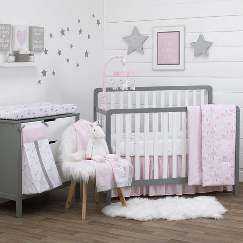 NoJo Unicorn Super Soft Changing Pad Cover, White/Pink/Silver