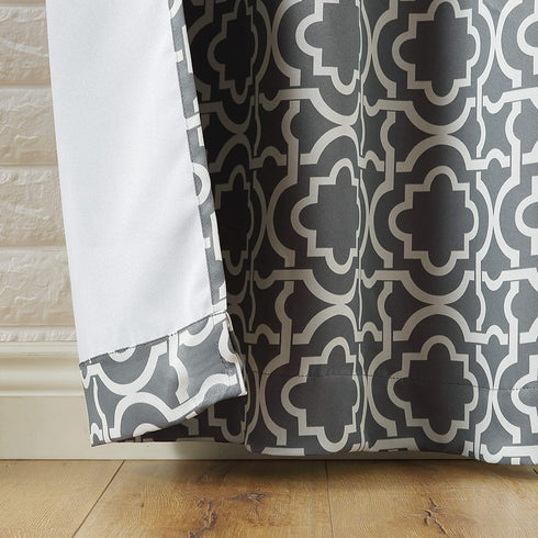 Sun Zero Barnett Trellis Blackout Grommet Curtain Panel, 40 in x 84, Gray